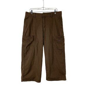 Lee Womens Brown Cargo Capri Pants Relaxed Fit With Multiple Pockets Size 16M
